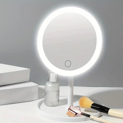 Espejo Led Táctil Con Base Porta Maquillaje