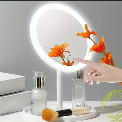 Espejo Led Táctil Con Base Porta Maquillaje