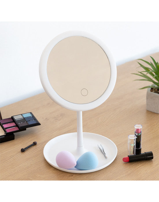 Espejo Led Táctil Con Base Porta Maquillaje